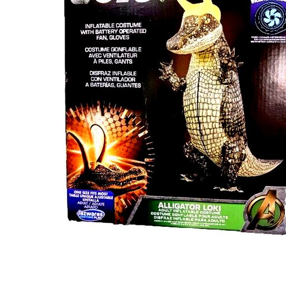 Alligator Loki Costume 7' TALL Adult INFLATABLE HALLOWEEN Jumpsuit Claws w FAN - Picture 11 of 15